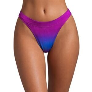 PilyQ PQ Swim Ombre High Cut Bikini Bottom Purple Blue Size Small NWT